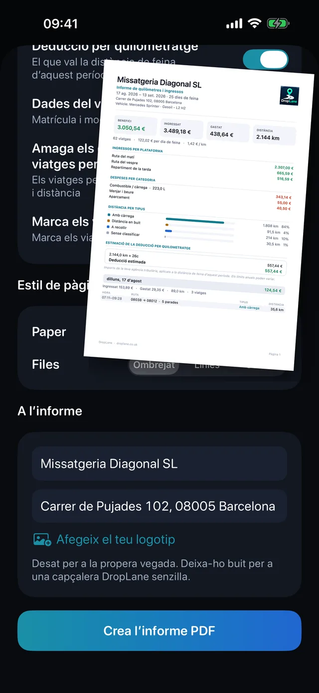 L'informe PDF — Tal com el vol el gestor.