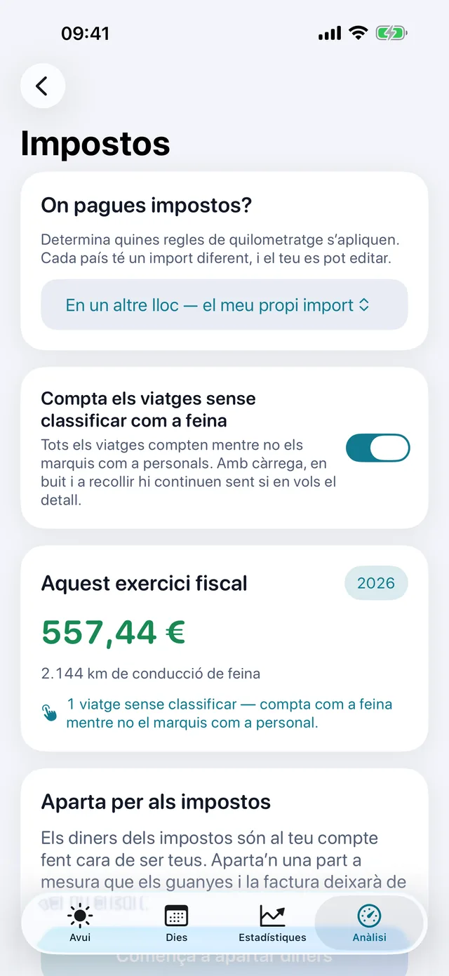 Impostos — Què valen els quilòmetres d'aquest període.