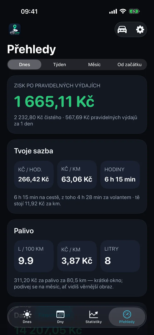 A co doopravdy vydělala hodina — 266,42 Kč za hodinu po nákladech a za tím náhrada za kilometry.