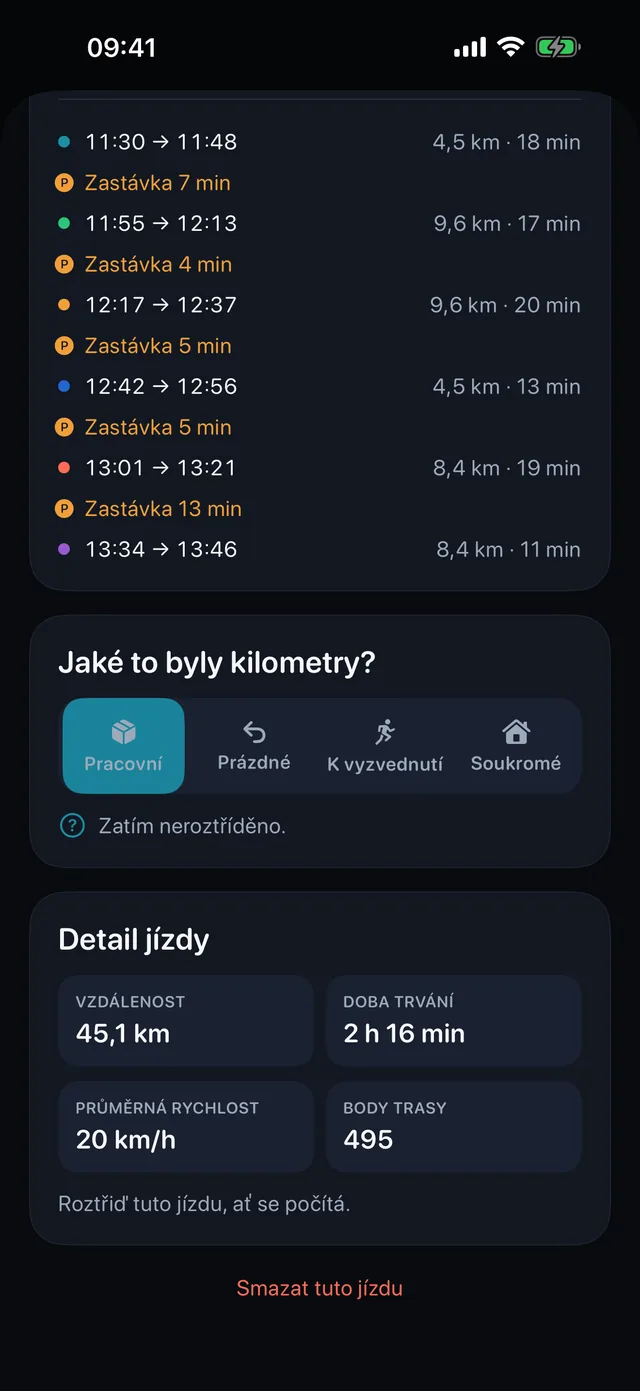 Třídění jízdy — Pracovní, prázdná, k vyzvednutí nebo soukromá.