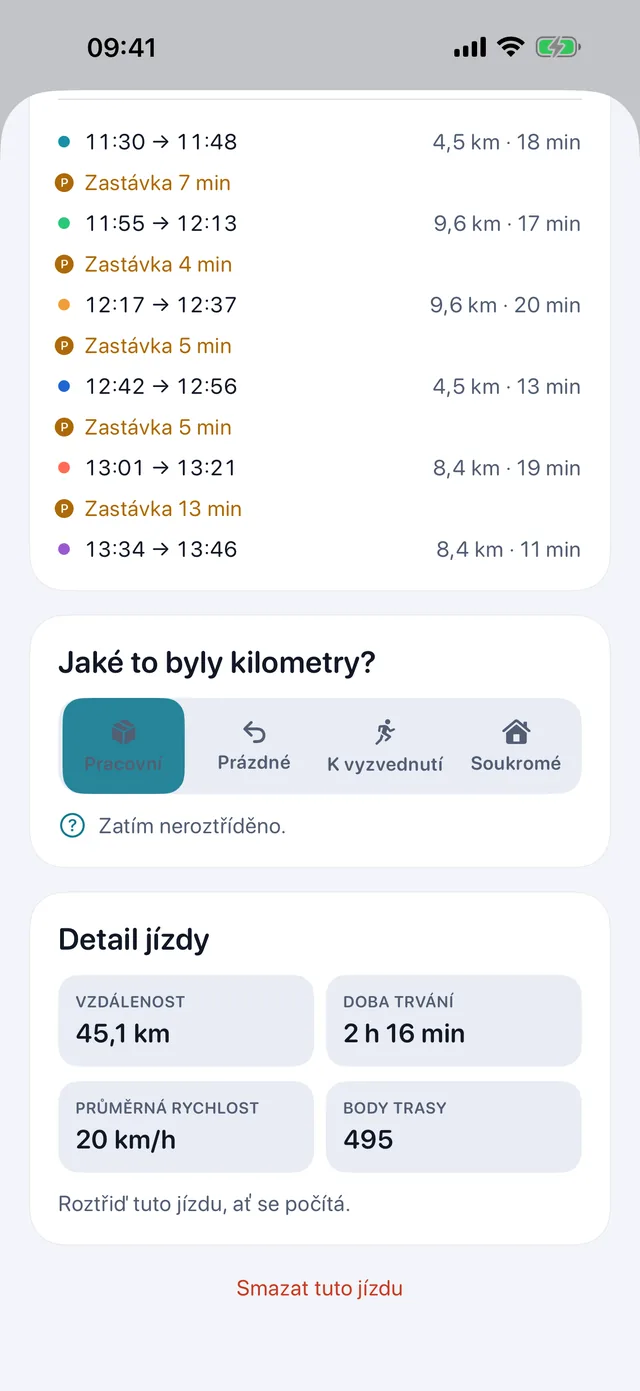 Třídění jízdy — Pracovní, prázdná, k vyzvednutí nebo soukromá.