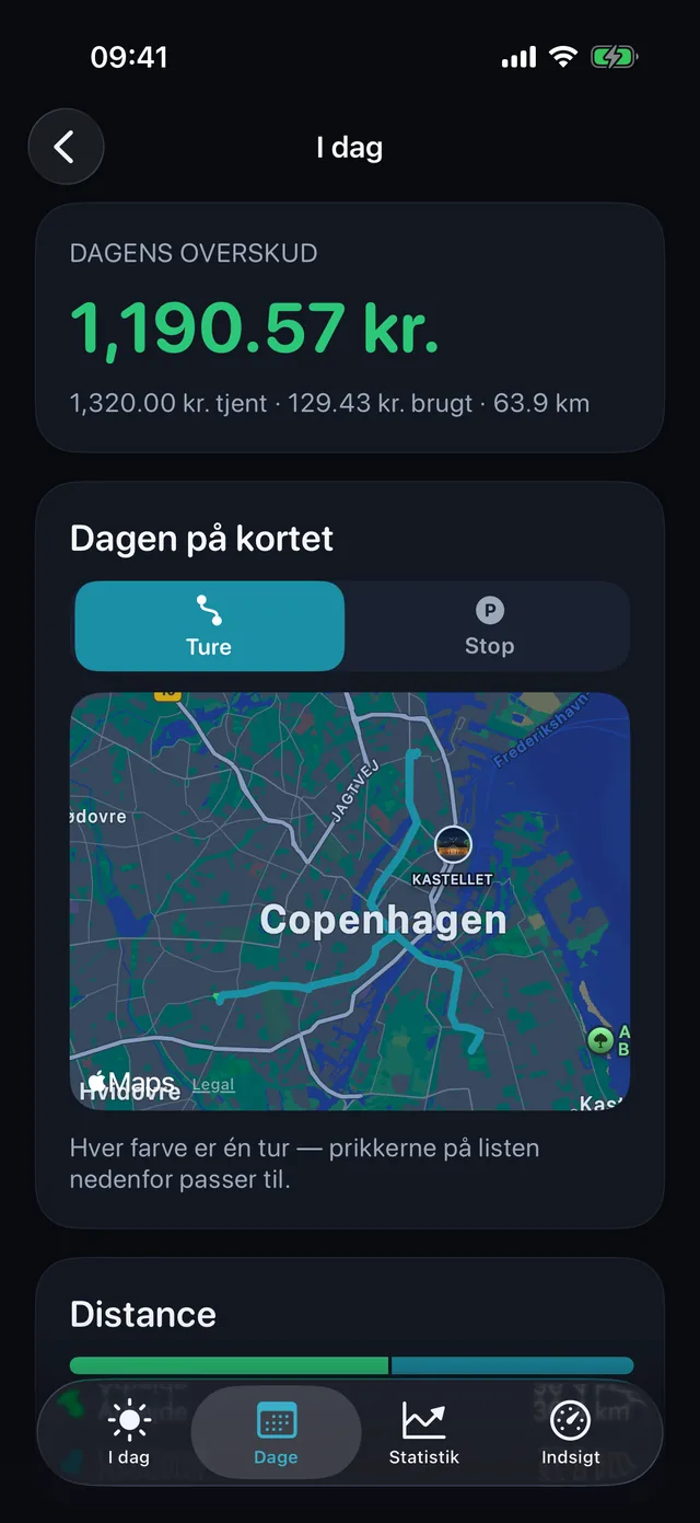 Dagen på kortet — Hver farve er én tur.