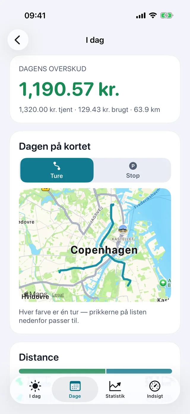 Dagen på kortet — Hver farve er én tur.