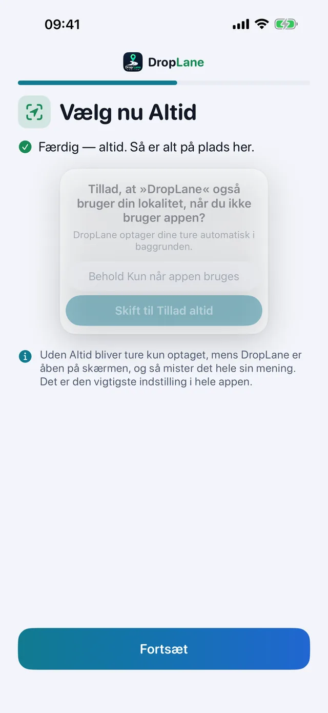 Vælg nu »Altid«