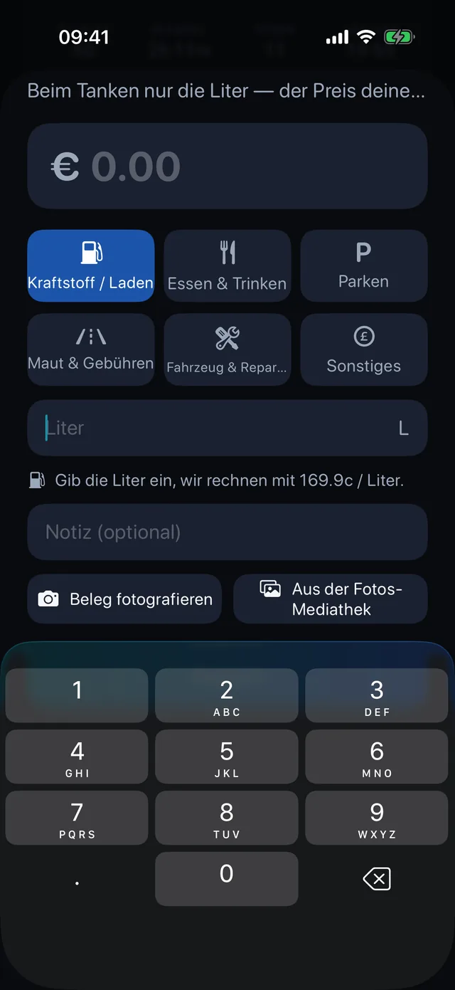 Kosten — Sprit, Essen, Parken, Maut.
