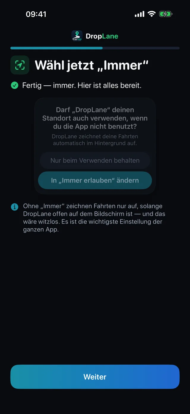 Wähl jetzt „Immer“