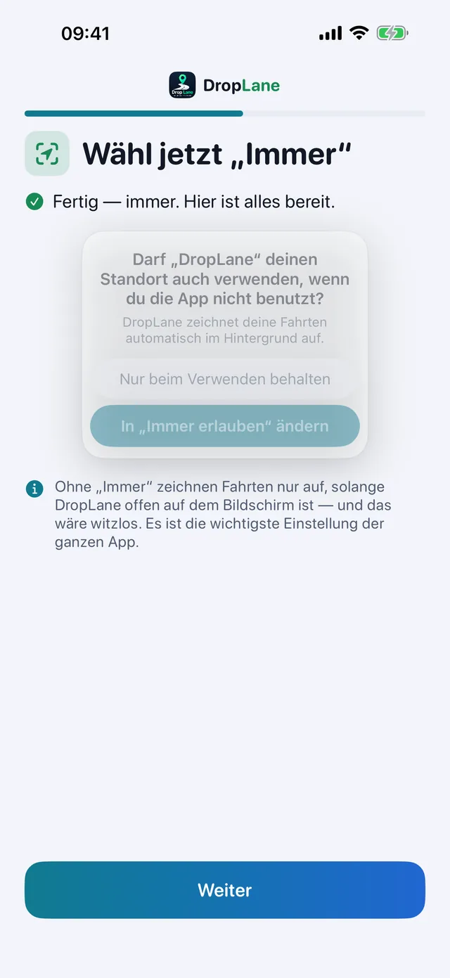 Wähl jetzt „Immer“