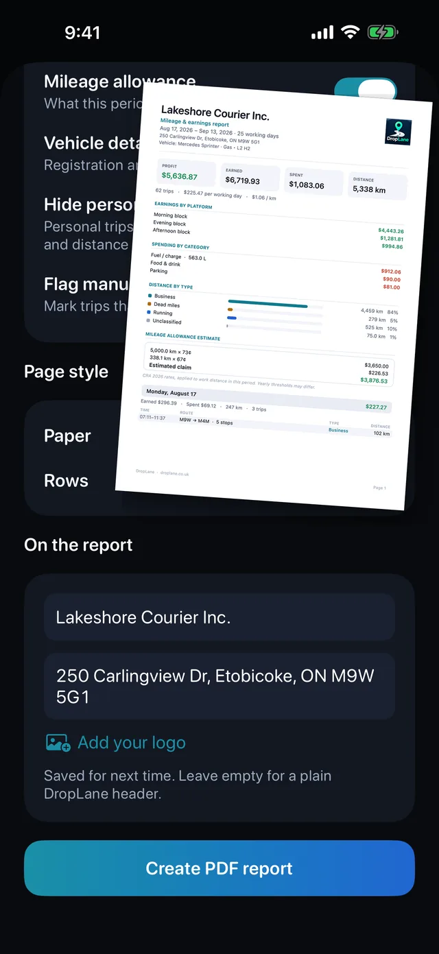 The PDF — Built the way your accountant wants it.