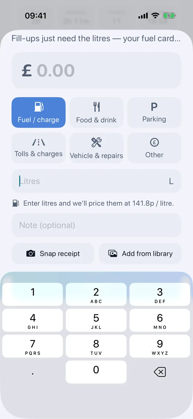 Costs — Fuel, food, parking, tolls.