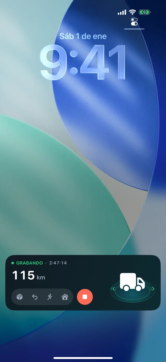 Pantalla de bloqueo — Los kilómetros grabándose, sin desbloquear.