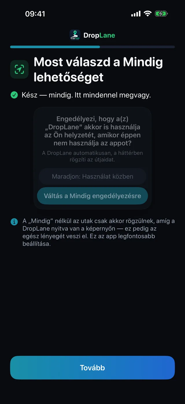 Most válaszd a Mindig lehetőséget