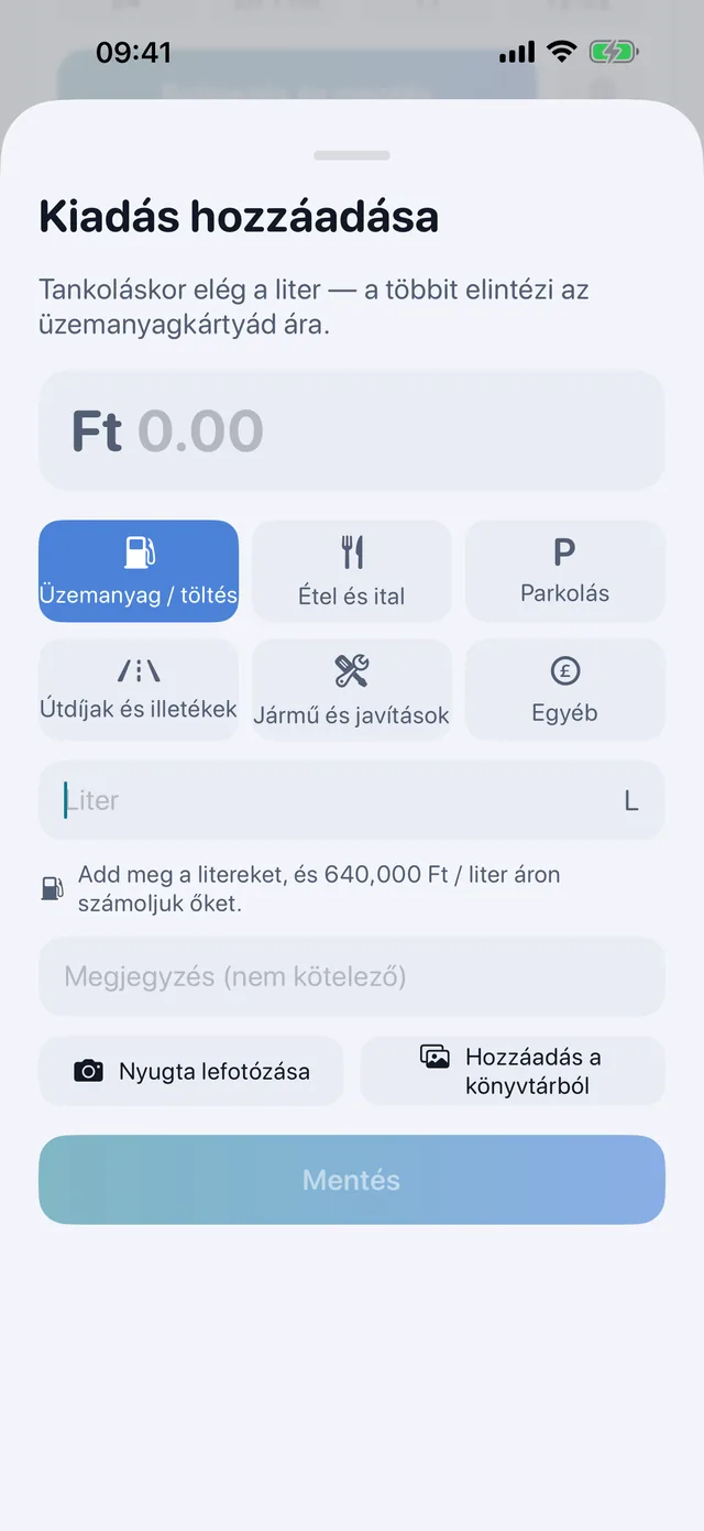 Költségek — Üzemanyag, étel, parkolás, útdíj.