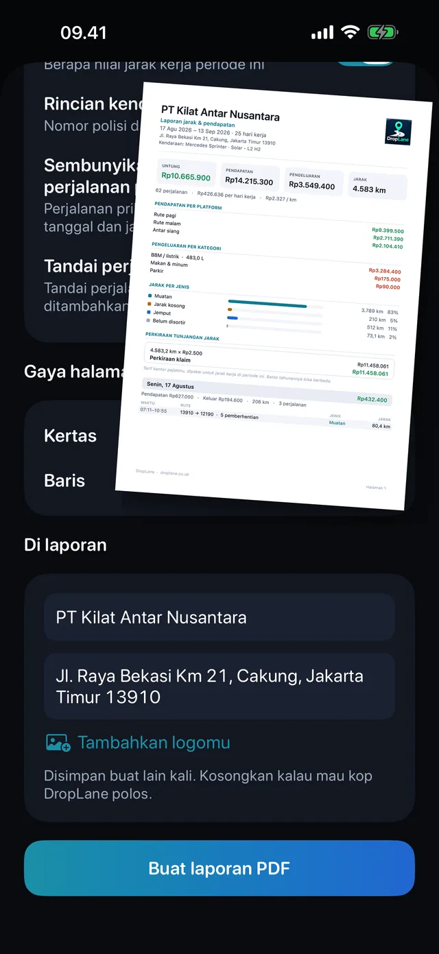Laporan PDF — Dibuat seperti yang diminta pembukuan.
