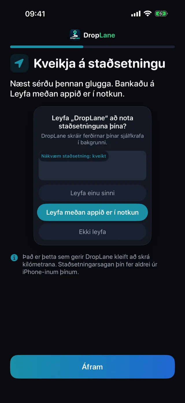 Kveikja á staðsetningu