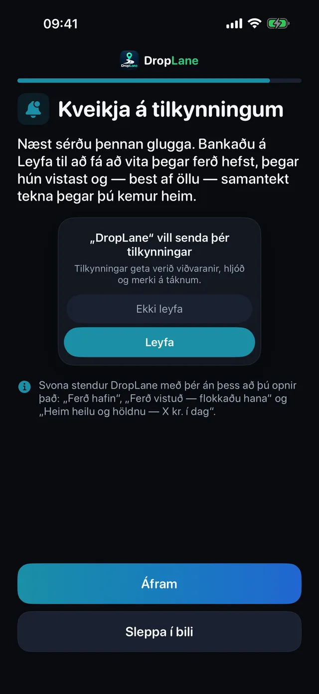 Kveikja á tilkynningum