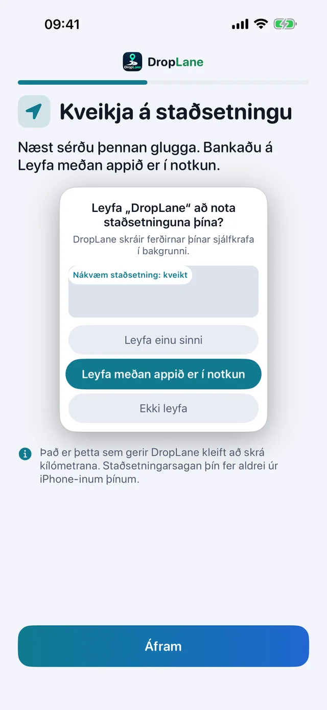 Kveikja á staðsetningu