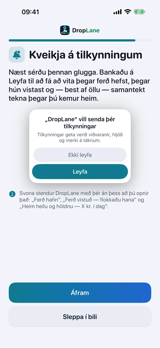 Kveikja á tilkynningum