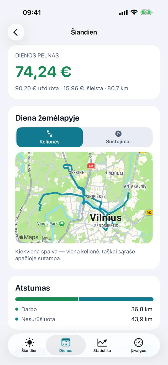 Diena žemėlapyje — Kiekviena spalva — viena kelionė.