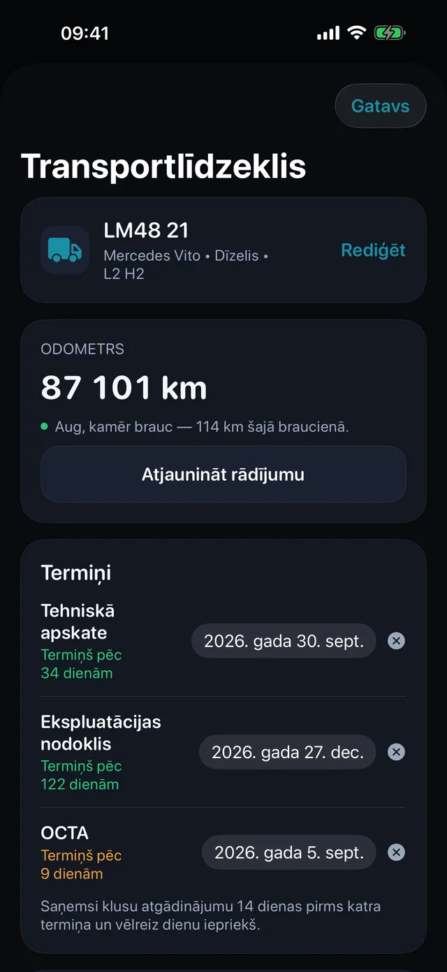 Transportlīdzeklis — Tehniskā apskate, ceļa nodoklis un apdrošināšana, pirms tie panāk.