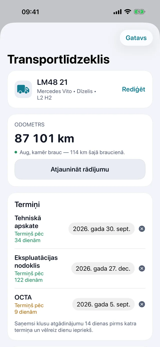 Transportlīdzeklis — Tehniskā apskate, ceļa nodoklis un apdrošināšana, pirms tie panāk.