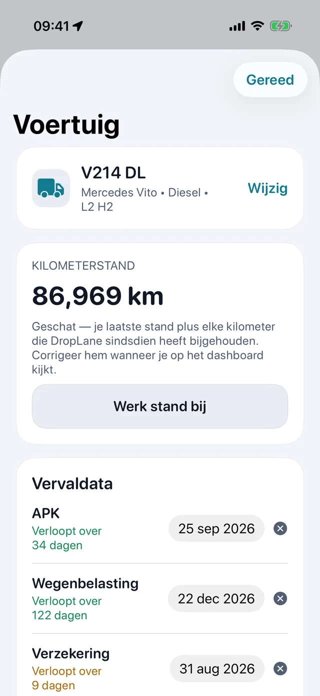 Voertuig — APK, wegenbelasting en verzekering, vóór ze verlopen.
