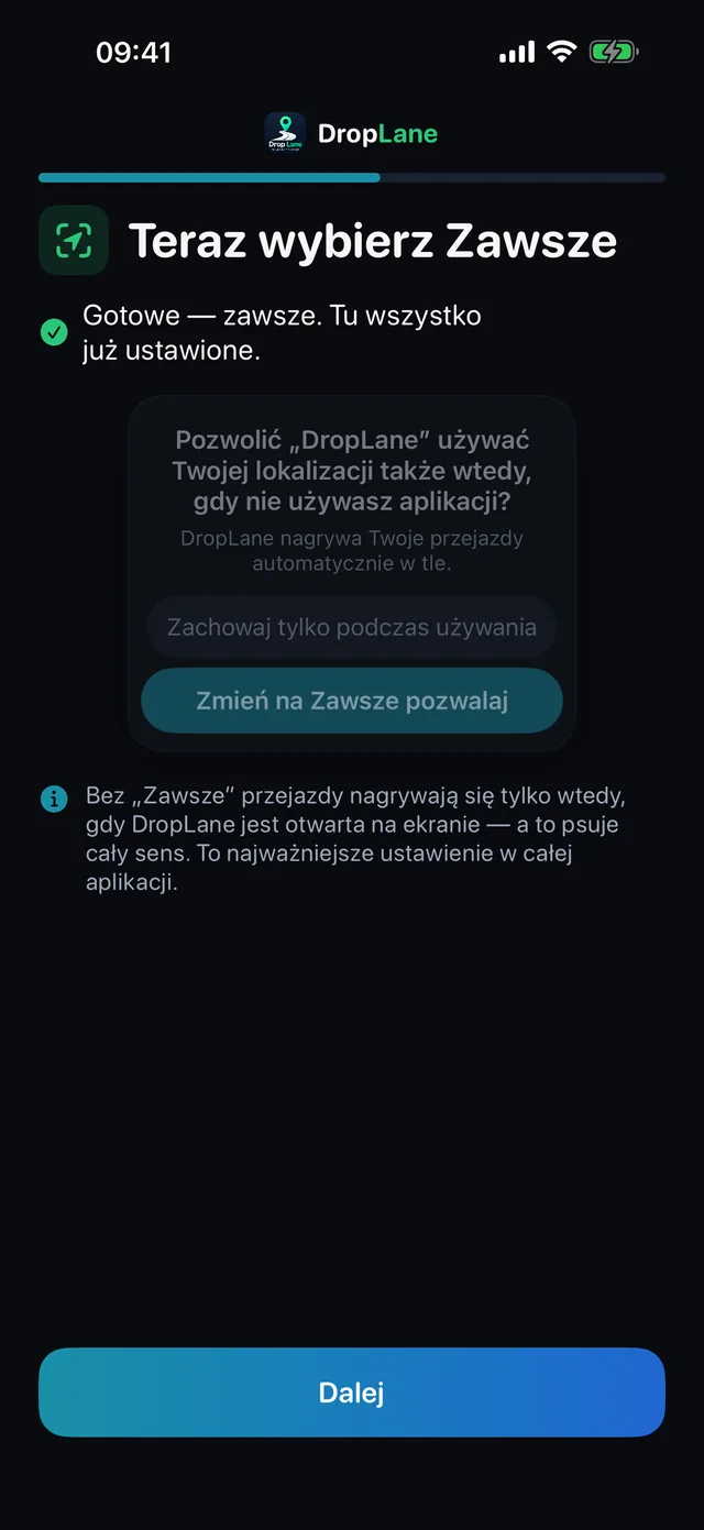 Teraz wybierz „Zawsze”
