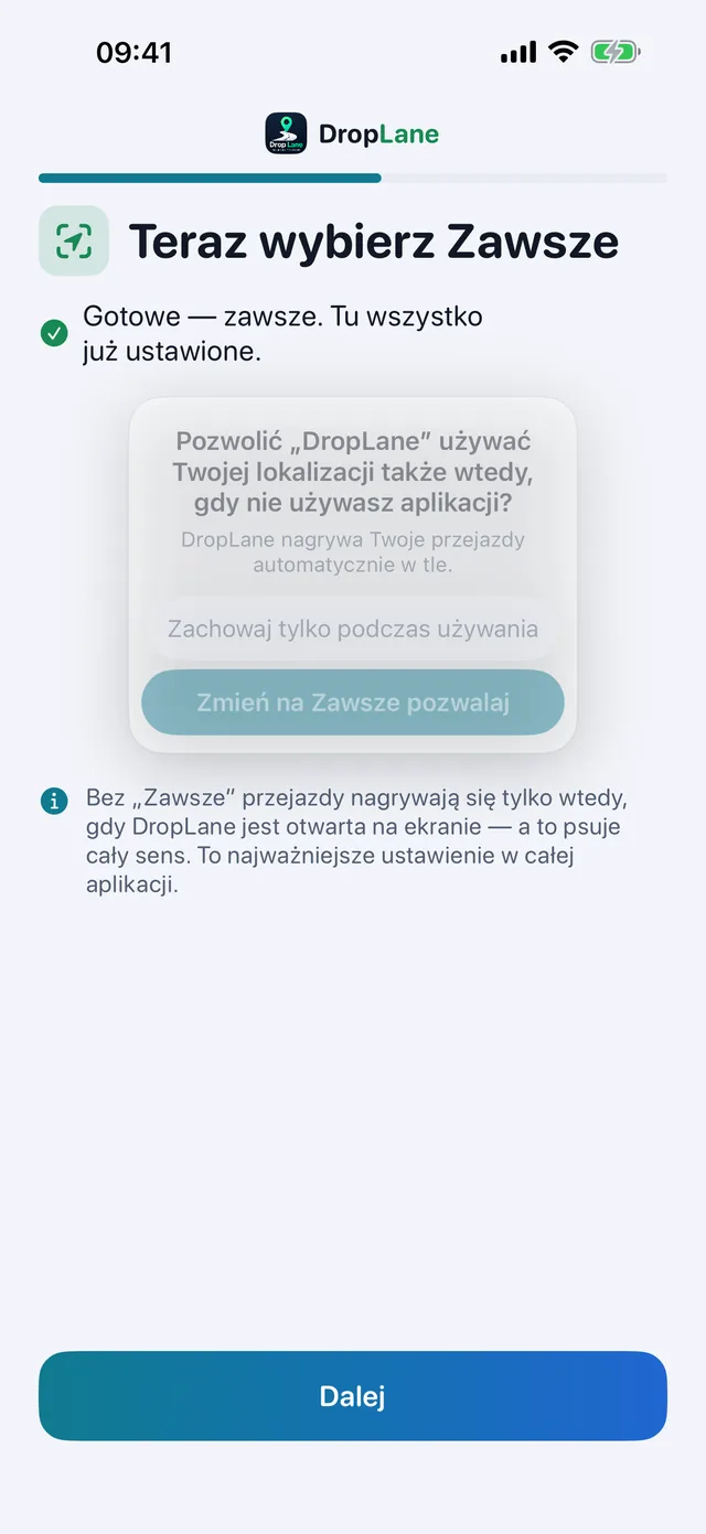 Teraz wybierz „Zawsze”