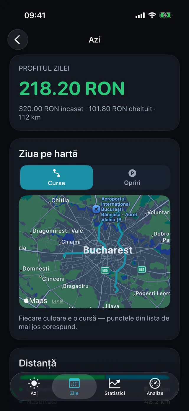 Ziua pe hartă — Fiecare culoare e o cursă.