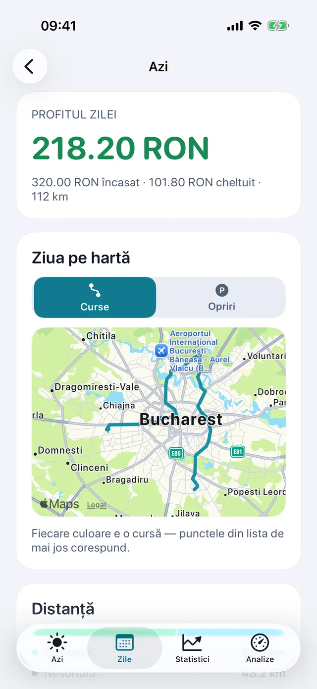 Ziua pe hartă — Fiecare culoare e o cursă.