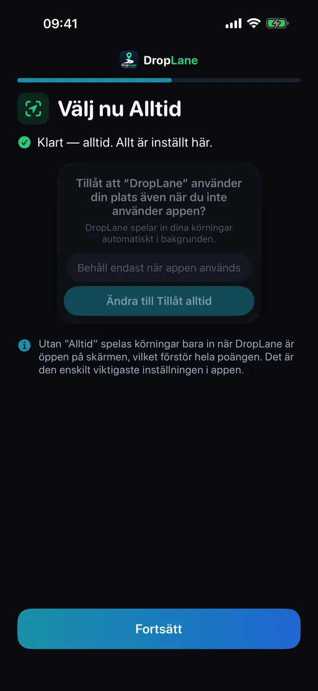 Välj nu Alltid