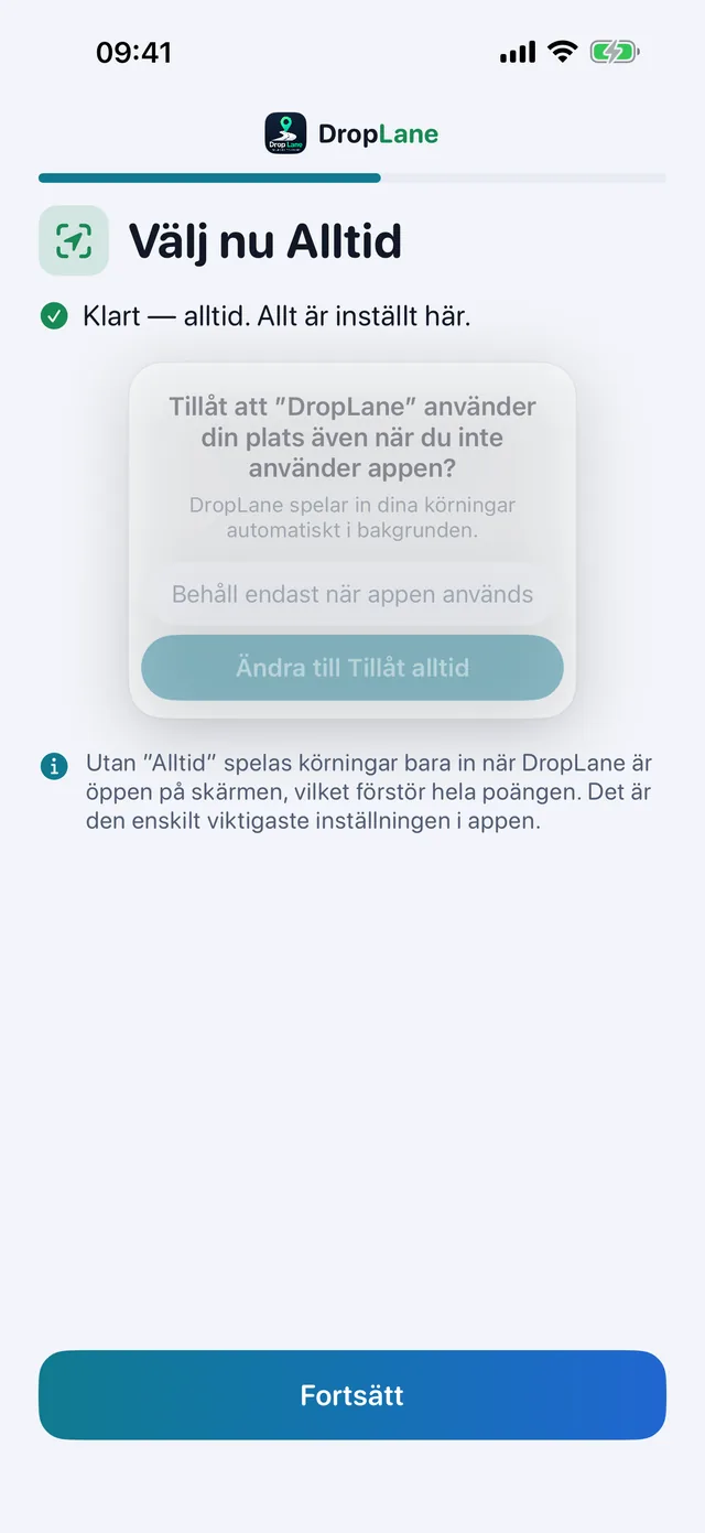 Välj nu Alltid