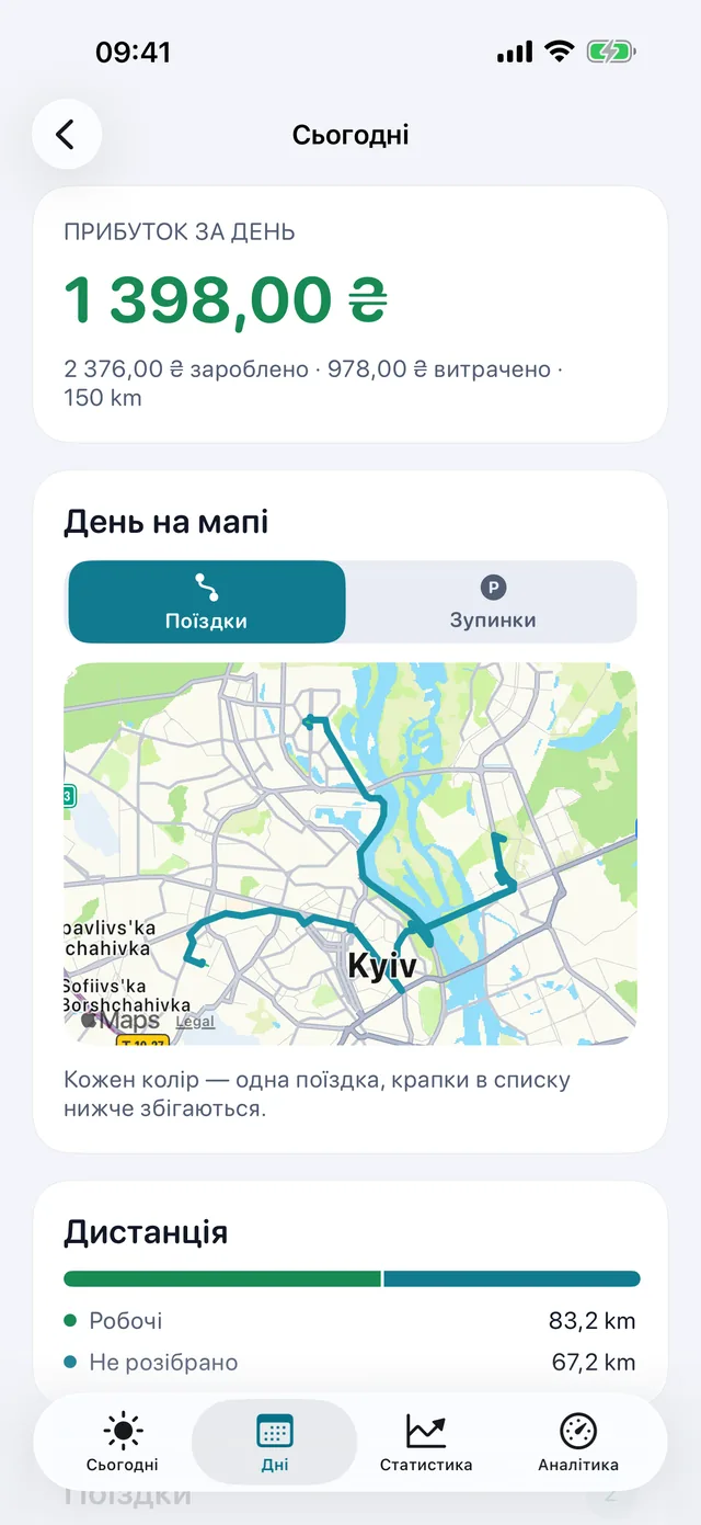 День на карті — Кожен колір — одна поїздка.