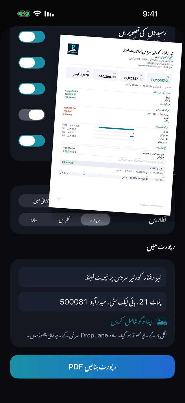 PDF رپورٹ — جیسی آپ کے اکاؤنٹنٹ کو چاہیے۔